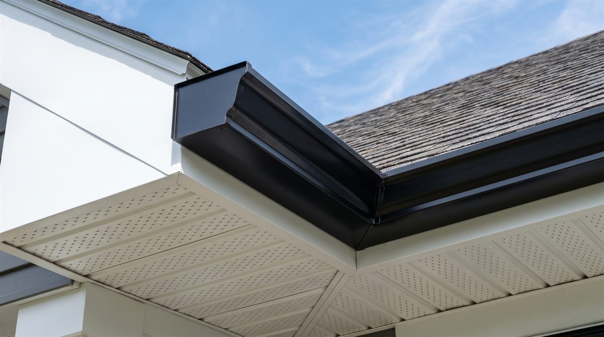 New eavestroughs, soffit, and fascia on an Edmonton home