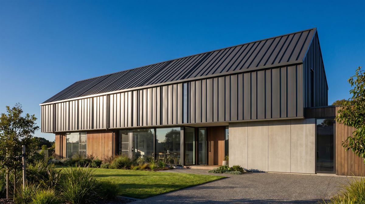 Standing seam metal roof on an Edmonton home